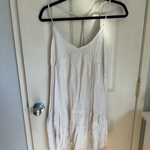 aerie Cream Textured V-Neck Sundress